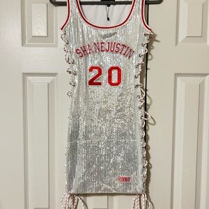 Shane Justin Silver Sequin Dress M